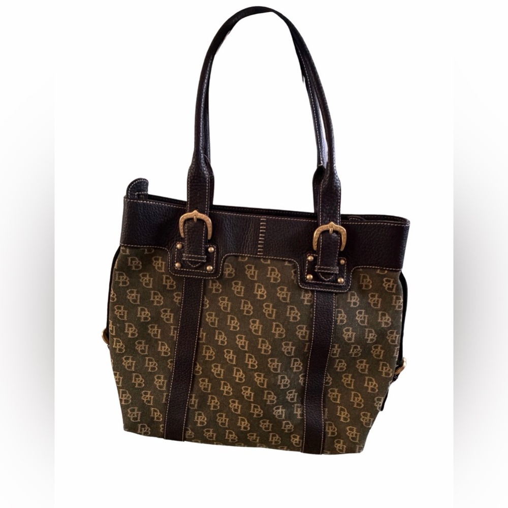 Dooney & Bourke Olive and Dark Brown Tote - Picture 2 of 8